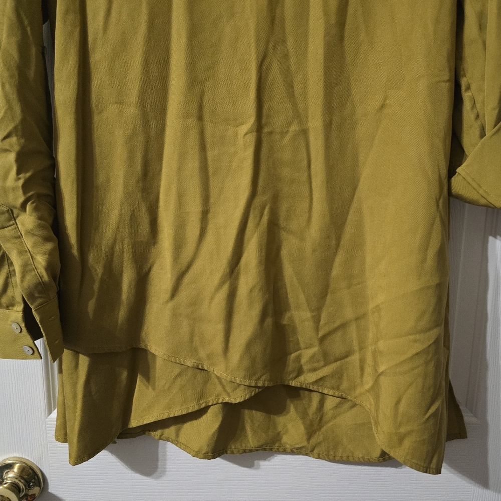 Soft Surroundings 100% Tencel Tunic in Mustard Yellow, Roll Tab Sleeves, NWOT. - Picture 6 of 14